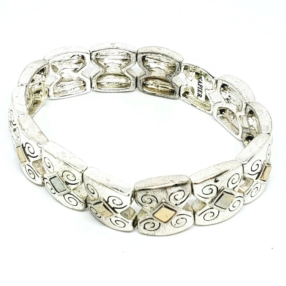 Napier Silver Tone Geometric Stretch Bracelet
